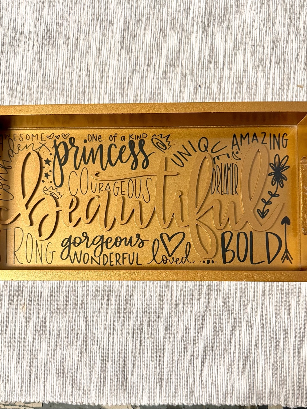 Rare Glory Haus Gold Acrylic and Wood Decorative Serving Tray